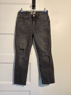 Madewell Black Distressed Straight-Leg Jeans